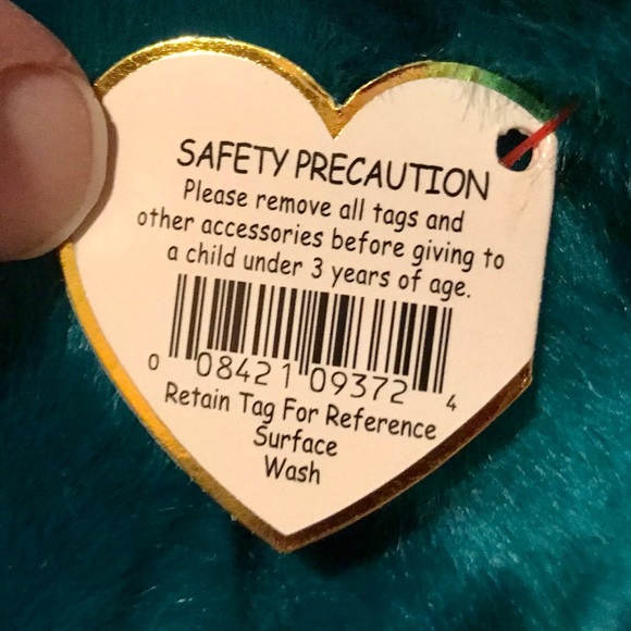 Rare Vintage Old Faced TY Teal Teddy Beanie Buddy - Picture 4 of 6